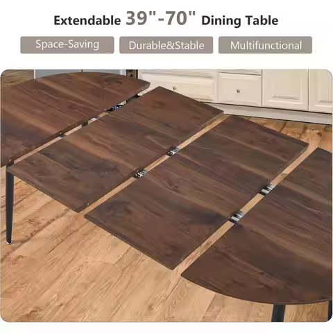 Extendable Round Dining Table for 39" to 70" Modern Kitchen Table 4 6 Wooden Dining Room Table for D