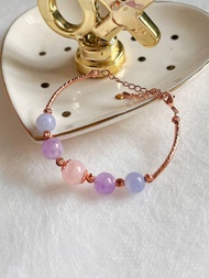平靜的心 藍紋瑪瑙  紫水晶 粉晶 水晶手鏈 天然石 生日禮物 愛