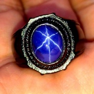 ( BISA COD ) CINCIN BATU AKIK BLUE AMERIKA STAR RUBY RING TANAM HITAM