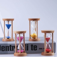 3/5 Minute Wooden Round Small Hourglass Creative Timekeeping Glass Hourglass Decorative Ornament