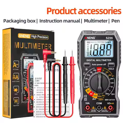 Digital Multimeter Voltage Tester Voltmeter SZ06 SZ308 TRMS 2000 Counts Auto-Ranging Ohm Volt Amp Me