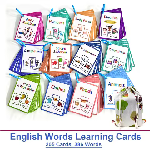 12 Thems Kids Montessori English Words Learning Cards High Frequency Words Vocabulary Building Teach