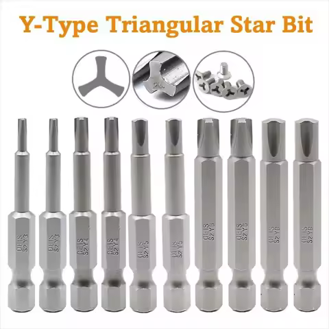 10 Piece Set Multipurpose Y Type Screwdriver Bit Precision 1/4 Inch Hex Shank Tri-wing Screw Wrench 
