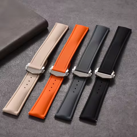Fit For Cartier Tank Santos Omega Swatch Universal 20mm 21mm 22mm Quick Release FKM Rubber Watch Str