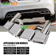 Stainless Steel Weld-on Square Dual Exhaust Pipe Muffler Tip For Benz W212 W204 W221 W218 CLASS E/C/
