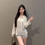 CHANGTONG | ชุดจัดเซ็ต OOTD สำหรับผู้หญิงไซส์เล็ก เสื้อและกางเกงขาสั้น