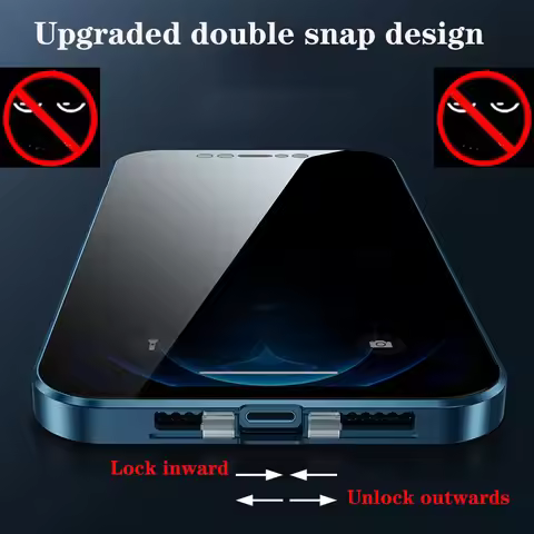 360° Privacy Double Sided Glass Cover for iPhone 16 15 14 17 ProMax for iPhone 13Mini Metal Magnetic