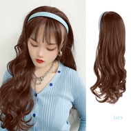 Lucyshiu Hairband Wig Women's Long Curl Wig Hair Half Head Wig Cover Same Model as IU Headband