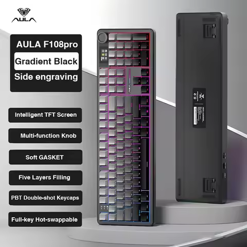 AULA F108PRO Gaming Mechanical Keyboard Full Size Custom Backlight Hot Swappable Wireless Bluetooth
