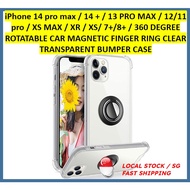 iPhone 13 pro max / 12 pro / 11 / XS max / XR / 7+/ 8+  ROTATABLE CAR MAGNETIC FINGER RING CLEAR TRA