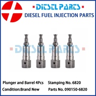 4pcs Pump Element Plunger and Barrel 6820 090150-6820 for Kubota V2403 V3300 V3800