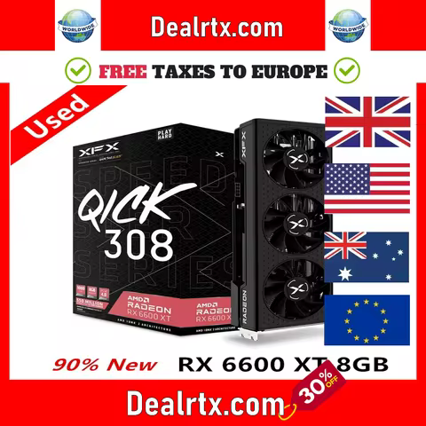 USED XFX RX 6600 XT 6600XT RX6600 XT 8GB Graphics Card AMD GPU Radeon RX6600XT RX6600 XT GDDR6 Video