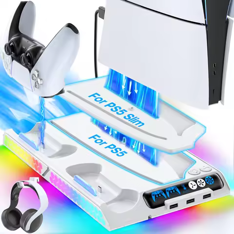 For PS5/PS5 Slim Cooling Station with Auto Turbofan PS5 Cooling Stand with Temp Auto Control 3-Level