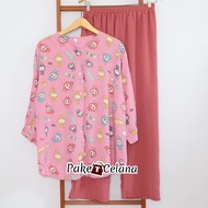 Setelan wanita jumbo xxxl ld 130 one set labubu busui terbaru kekinian bahan rayon import premium