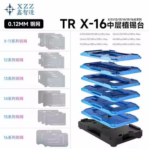 XZZ TR Series Reballing Stencil Middle Layer Planting Tin Platform for IPhone X-16 Pro Max Motherboa