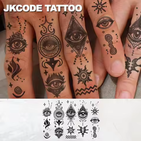 Waterproof Mystic Eye Totem, Semi-permanent Tattoos,Primitive Tribal Totem Temporary Tattoos,Finger 
