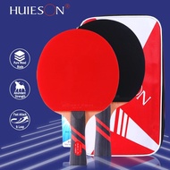 【On Sale】 Huieson M6 Table Tennis Rackets Set 6 Stars 7 Plys Pure Wood Double Pips-In Rubber 2 Pieces Ping Pong Paddles With Carry Bag