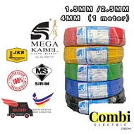 Mega Cable Loose Cut / 1 METER 1.5mm / 2.5mm / 4mm MEGA Kabel Insulated PVC 100% Pure Copper Cable (SIRIM)