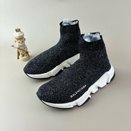 巴黎世家（Balenciaga）黑白閃粉字母印花襪子鞋 35碼