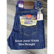 Seluar Jeans TEXAN SLIM STRAIGHT 100% Original 888_H18_MBL_Warna Biru ada getah👉free Holder👍