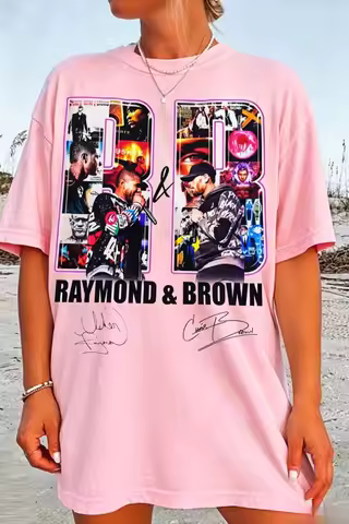 Raymond & Brown 2026 Tour Chris Brown and Usher Men T Shirt Unisex Cotton Short Sleeve Y2k Oversized
