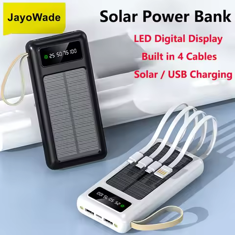 JayoWade Outdoor 30000mAh Solar Power Bank Built in Cable Portable Charger Powerbank for iPhone Sams