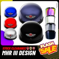 *(Clearance) MHR III Helmet Design BRV LOGO Steng Kura Topi Keledar MHR Siap Visor Separuh Helmet Half Cut (NEW)