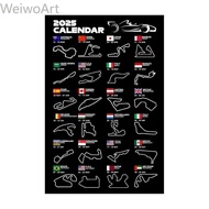 F1 Calendar 2025 Poster and Print Formula 1 Racing Track Wall Art Painting Sport Picture for Boys Ro
