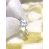 3-prong silver ring - high quality 6mm3 CZ diamond for women