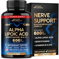 Alpha Lipoic Acid 600mg - ALA Supplement Neuropathy Support & Glucose Metabolism Support - Extra Str