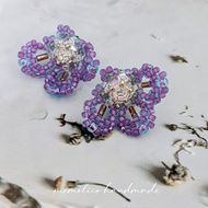 鉤針 串珠 編織 花 耳環