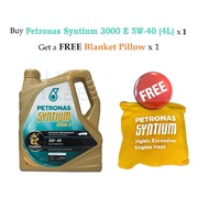 Petronas Syntium 3000 5W-40 API SP 4Ltr (Fully Synthetic) + FREE Blanket Pillow & Mileage Sticker