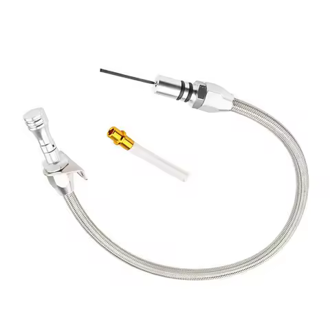 AB56-Firewall Mount Transmission Dipstick Stainless Steel Tube For GM 4L80e 4L60e SBC BBC Th350 Th40