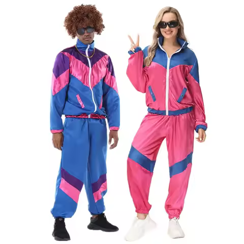 Couple Retro 70's 80's Hippie Costume Cosplay Carnival Halloween For Men Women Hippie Rock Disco Fan