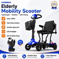 KANBEIO 10AH Lithium-Ion Battery Folding PMA Mobility Scooter for Seniors Lightweight and portable,E