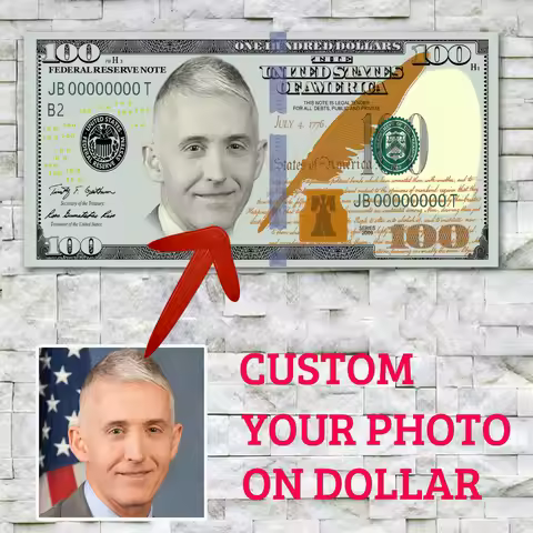 Personalized Custom Art Prints Your Portrait Face Photo On 100 Dollars Bill Money Canvas Poster Pain