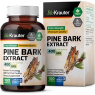 Pine Bark Extract 100 Vegan Capsules - Potent Antioxidant Supplement - 95% Proanthocyanidins - 400 m