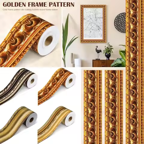 New Self-Adhesive Border Decorative Sticker Gold DIY Poster Border Stickers Vintage Photo Frame Part