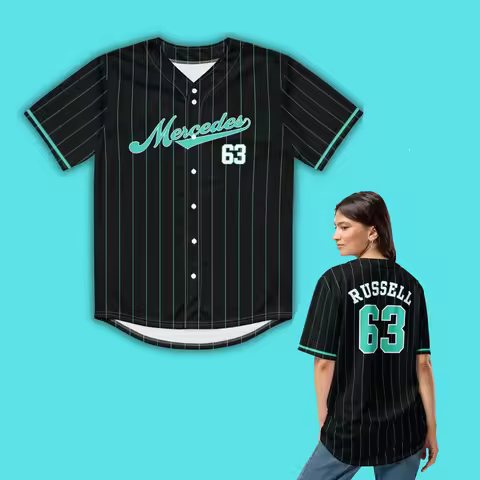 Summer New Arrive Style George Russell Stripes F1 Baseball Jersey Man Women Casual Breathable Sport 