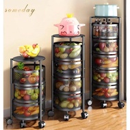 ♛♈Cjy 4&amp;5 Layer Rotatable Kitchen Utility Trolley Cart Shelf Storage Rack Organizer With Wheels Stan