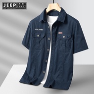 Jeep Spirit 1941 Estd เสื้อแขนยาวของผู้ชายเสื้อทำงานเสื้อทำงานเสื้อเชิ้ตลำลอง