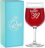 30th Birthday Gifts For Her - 12.75oz “Hello 30” Stemmed Wine Glass - 30th Birthday Decorations for 