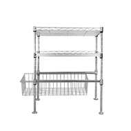 Slot Rack|44X30X46 Two-Layer One-Layer Basket Slit Rack Small Storage Shelf Office Iron