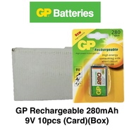 [ GP ] Rechargeable 9V Battery | 280mAh | Ni-MH | 10pcs (Card + Box) | High Capacity