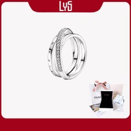 Nhẫn Pandora Crossover Pavé Triple Band Ring Fullbox 8055SV - Nhẫn Bạc Nữ S925 ALE
