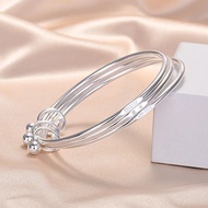 Sansheng III 999 Plated Sterling Silver Bracelet Female Three Rings Meet5201314Sansheng III Silver B