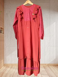 Geka Collection - Gamis DANNISA Dress Muslim Crinkle Airflo mix Brokat Malika
