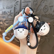 Creative Baseball Keychain Cute Smile Baseball pvc Keychain Car Key Pendant Schoolbag Pendant Holida