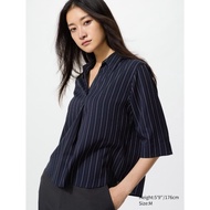 UNIQLO WOMEN - Rayon Skipper Collar 3/4 Sleeve Blouse