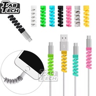 Twist Data Cable Protector Spiral Silicon Cord For Android Iphone Tablet Ipad &amp; Micro USB/Lighting/Type C